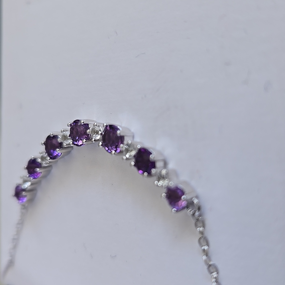 STERLING SILVER AND AMETHYST NECKLACE - Picture 4 of 11